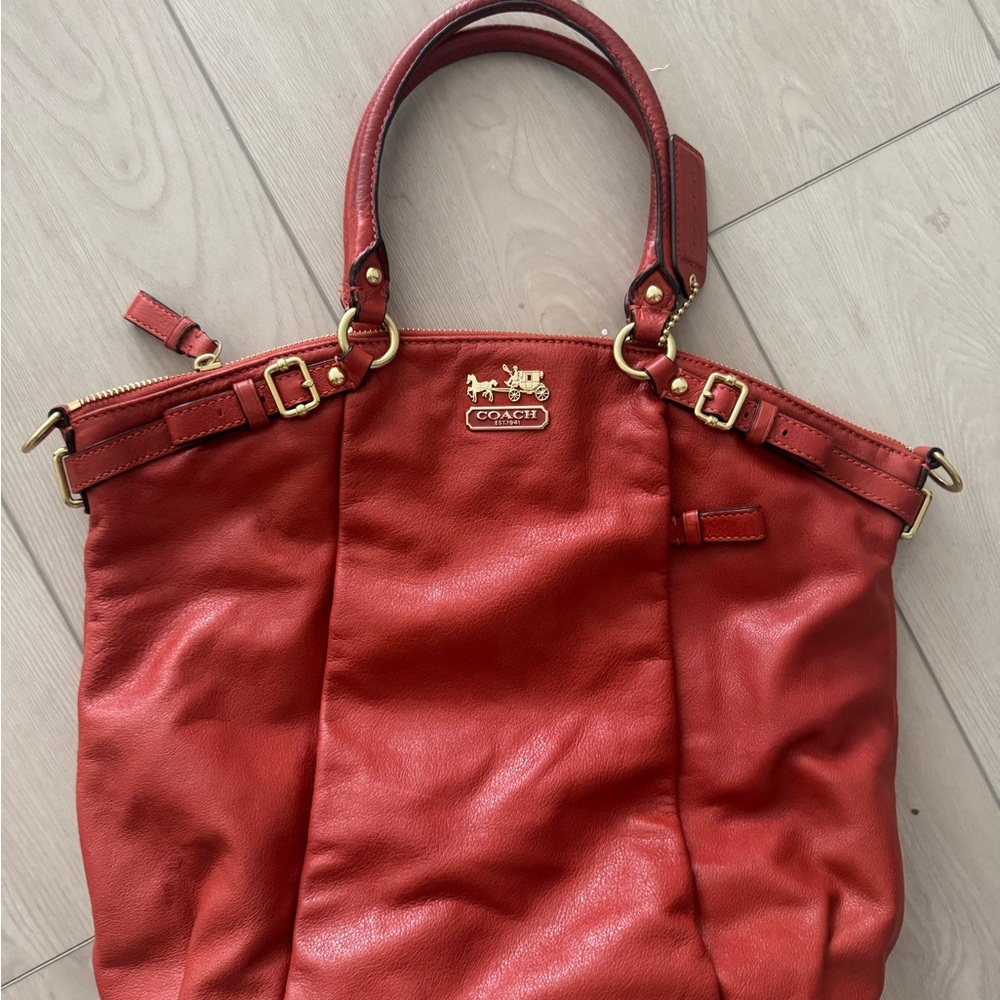 Coach Carmine Red Leather Tote Bag